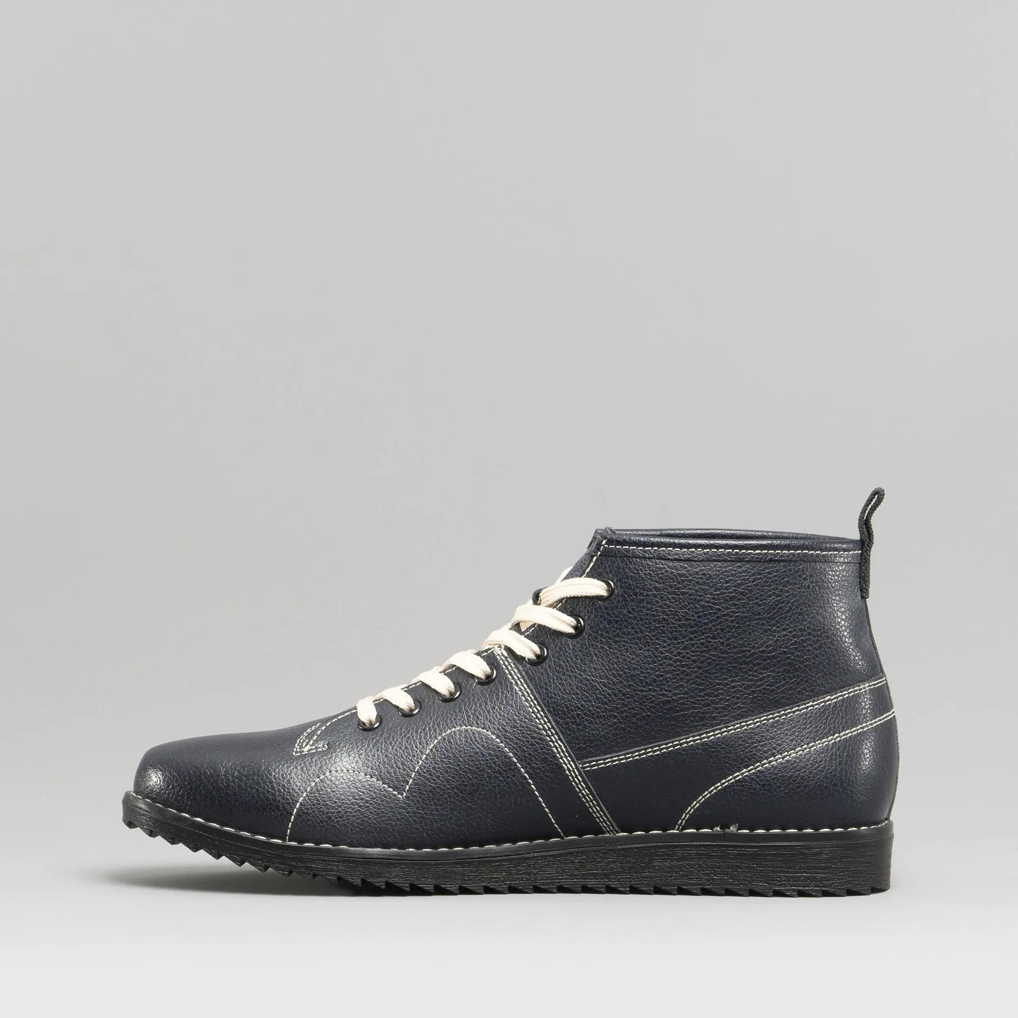 1960 Unisex Leather Monkey Boots Navy/Cream