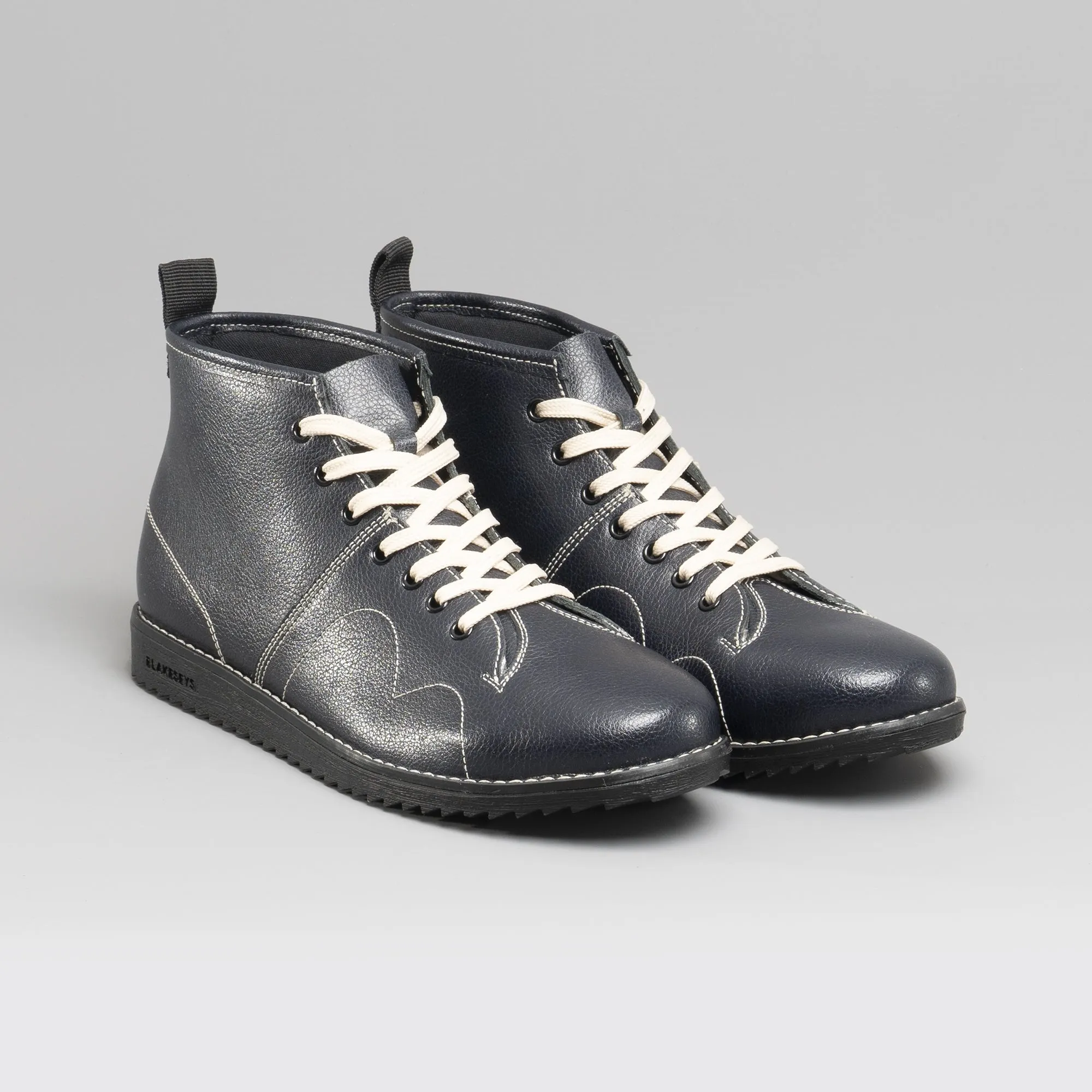 1960 Unisex Leather Monkey Boots Navy/Cream