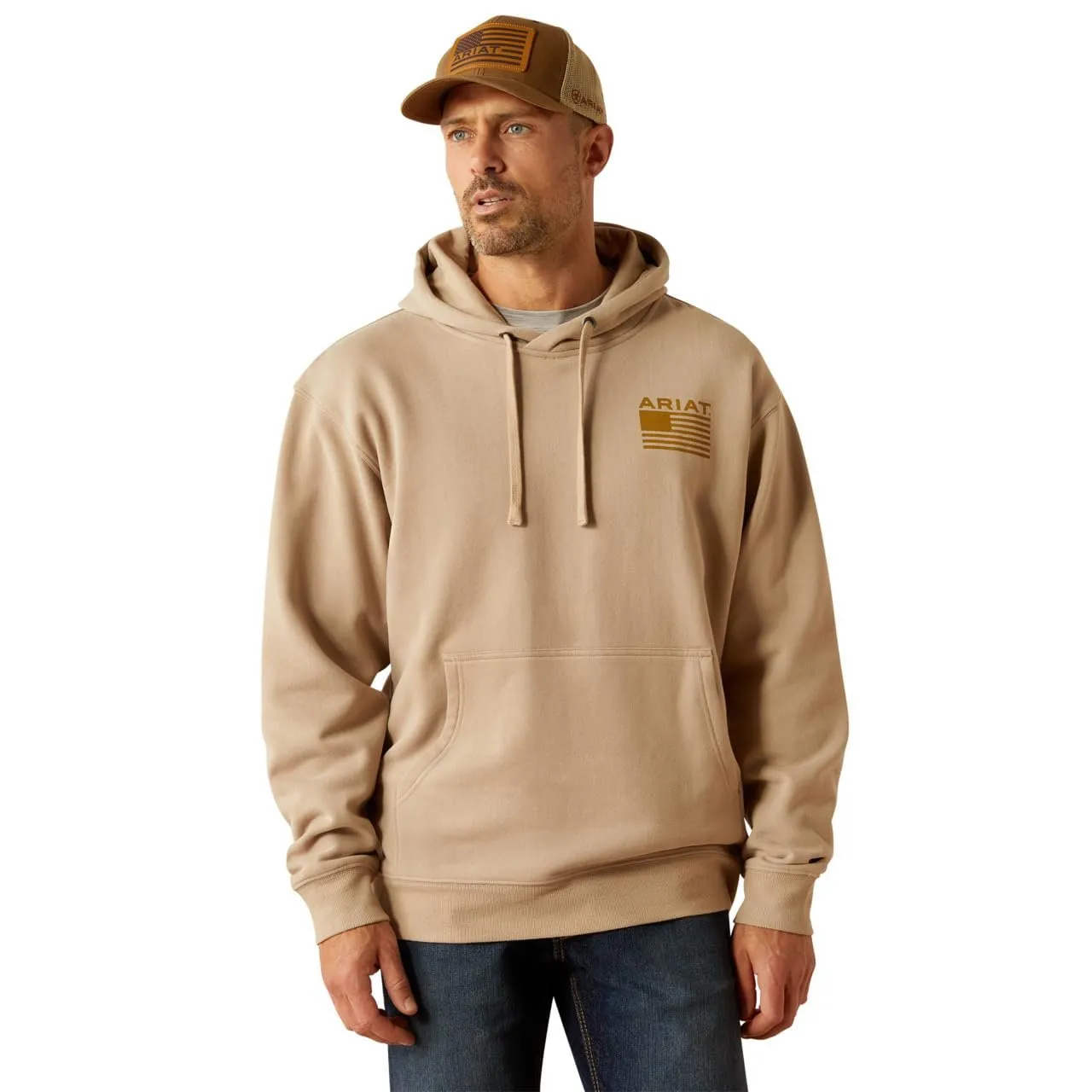 Ariat Men's Camo Hex Hoodie, Beige