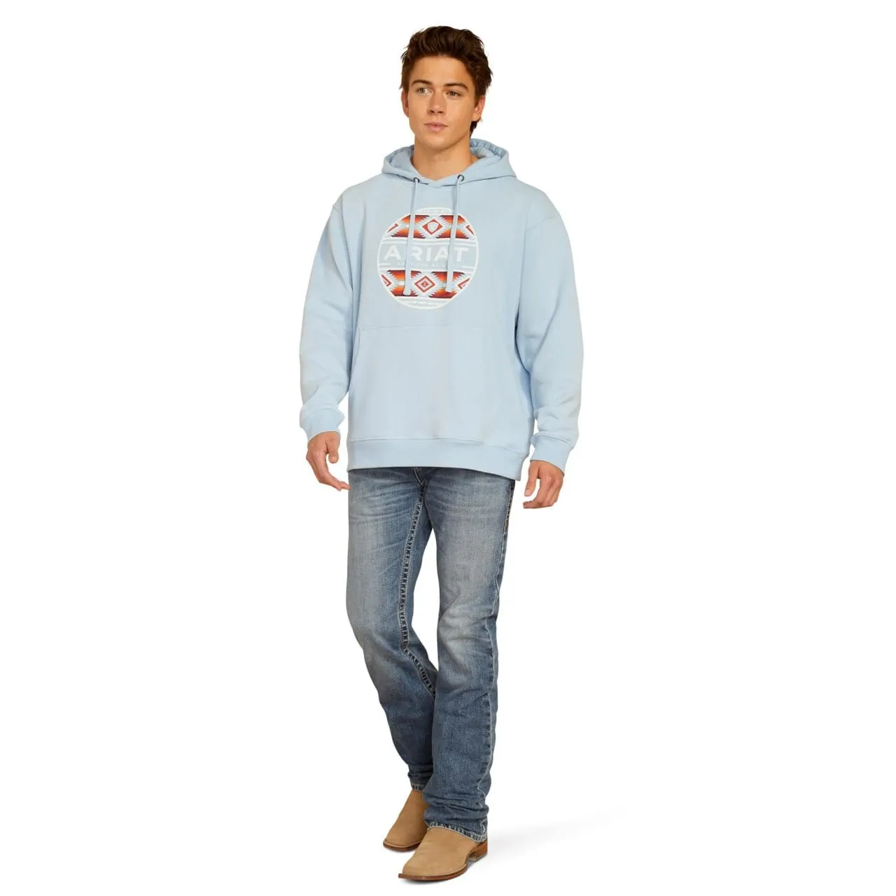 Ariat Men's Canyon Southwest Circle Hoodie, Soft Chambray