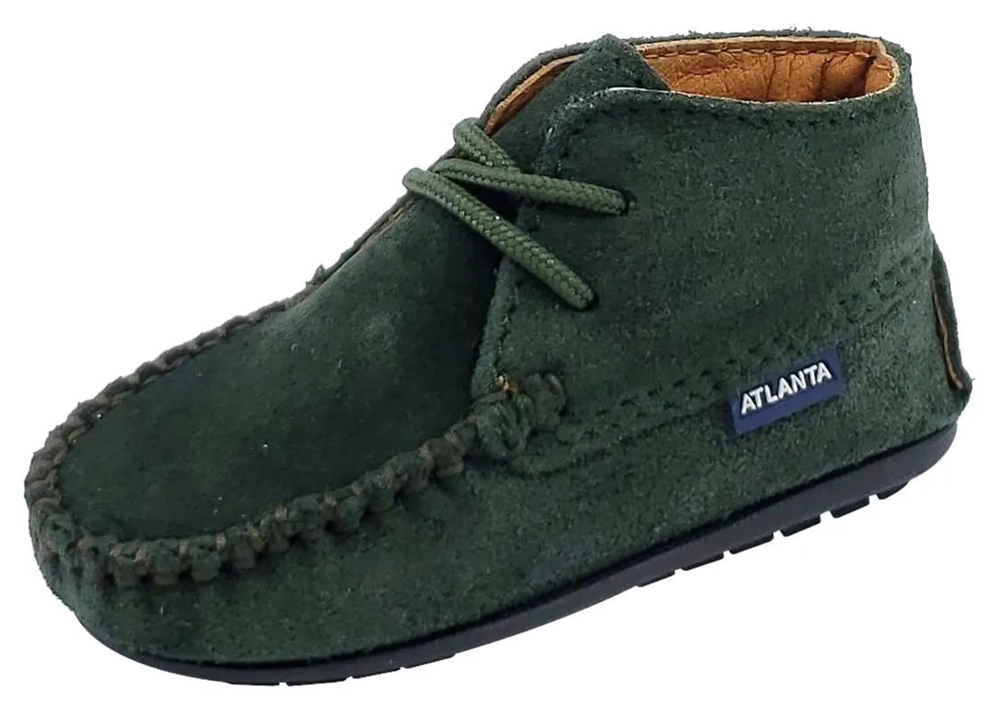 Atlanta Mocassin Girl's and Boy's Suede Booties, Hunter Green