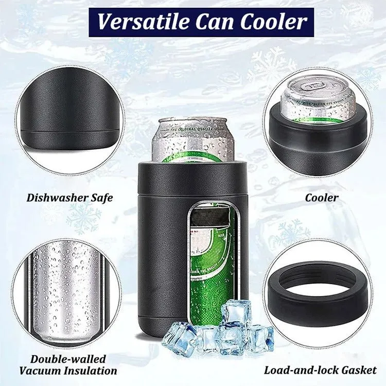 Beer Bottle And Can Cooler With Beer Opener - 3 in 1 Stainless Steel Insulated Bottle for Beer