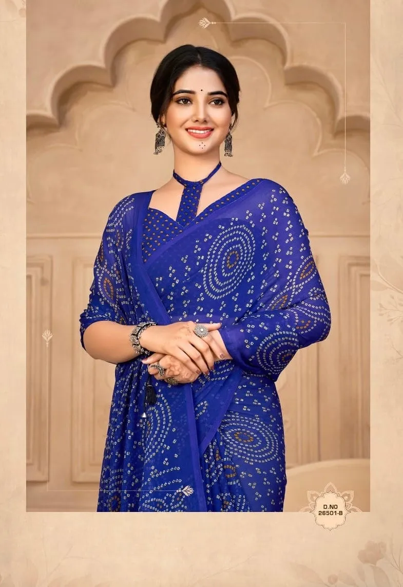 Blue Bandhani Georgette saree