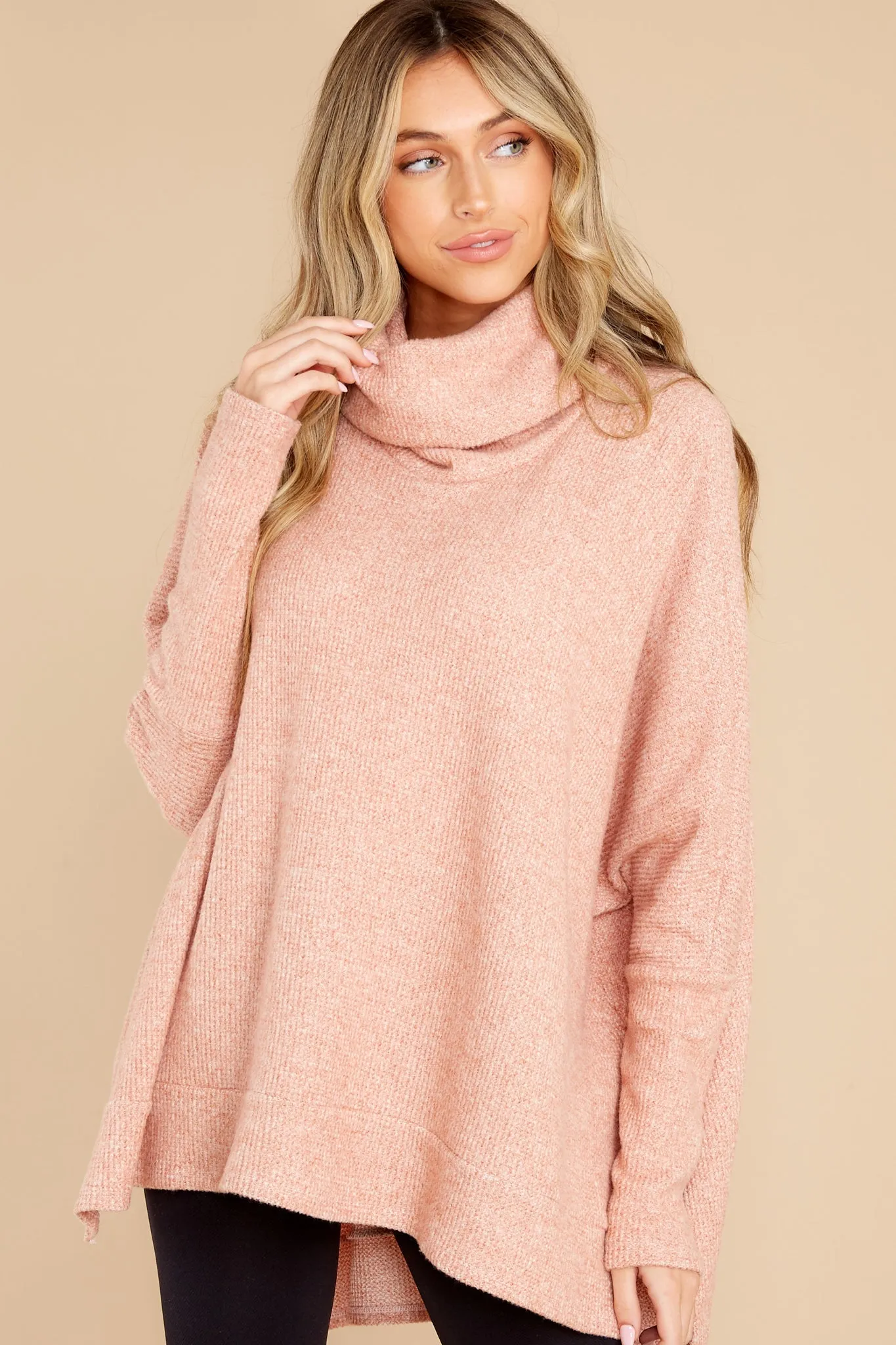 Chic Warmth Light Clay Turtleneck Sweater