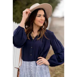 Cinched Top Ruffle Button Up