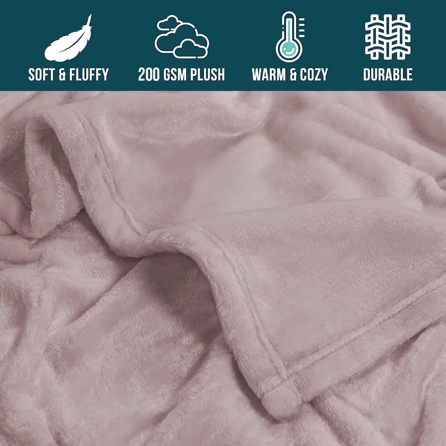 Cloth Fusion Fleece AC Blanket Double Bed, Lightweight Cozy Soft Premium Plush Blanket, 86X88 inches or 220X223.5 cm (Blush Pink)