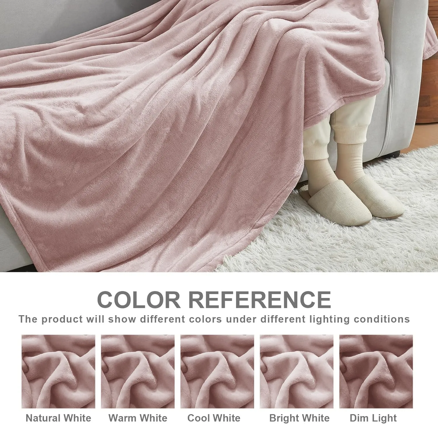 Cloth Fusion Fleece AC Blanket Double Bed, Lightweight Cozy Soft Premium Plush Blanket, 86X88 inches or 220X223.5 cm (Blush Pink)