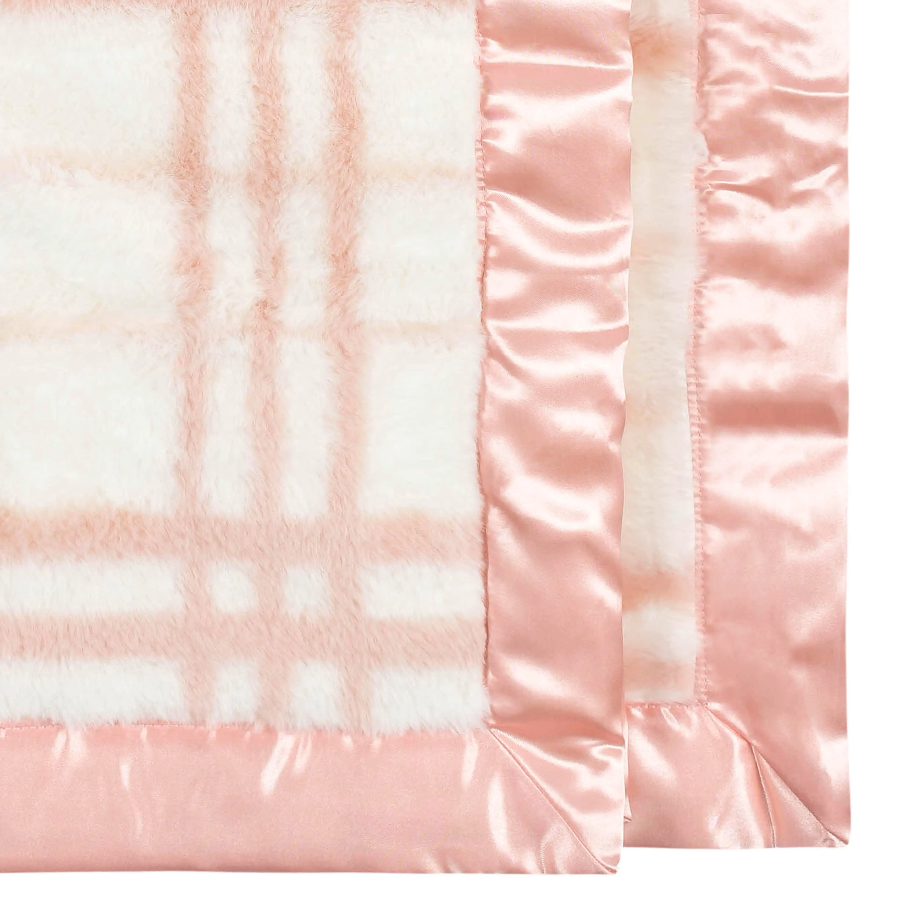 Embroidered Pink Plaid Plush Blanket