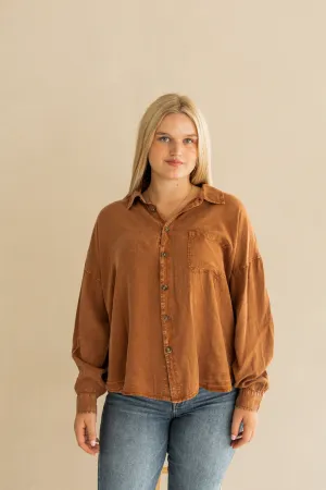 Josie Washed Button Down Shirt | Wooden