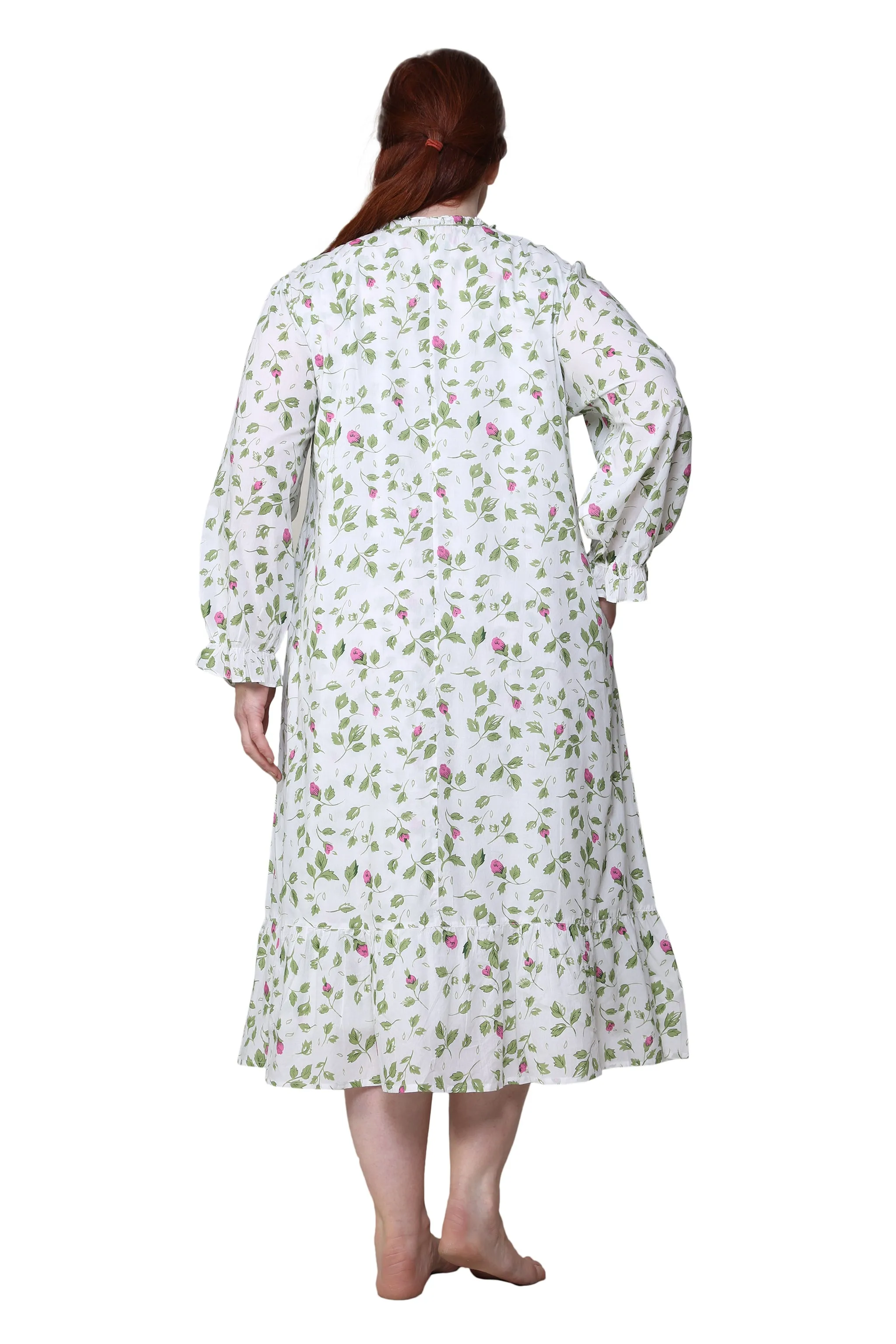 La Cera Rose Vine 100% Cotton Robe - Plus Size