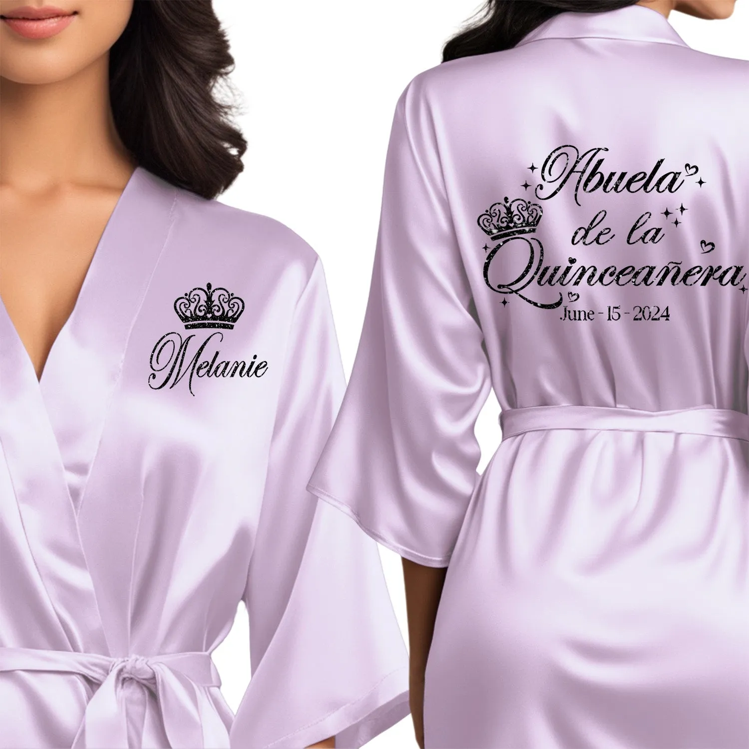 Lilac Mis Quince Años Robes, Pretty Quinceañera Robes, Robes for Mama de Quince | Quinceañera Gift