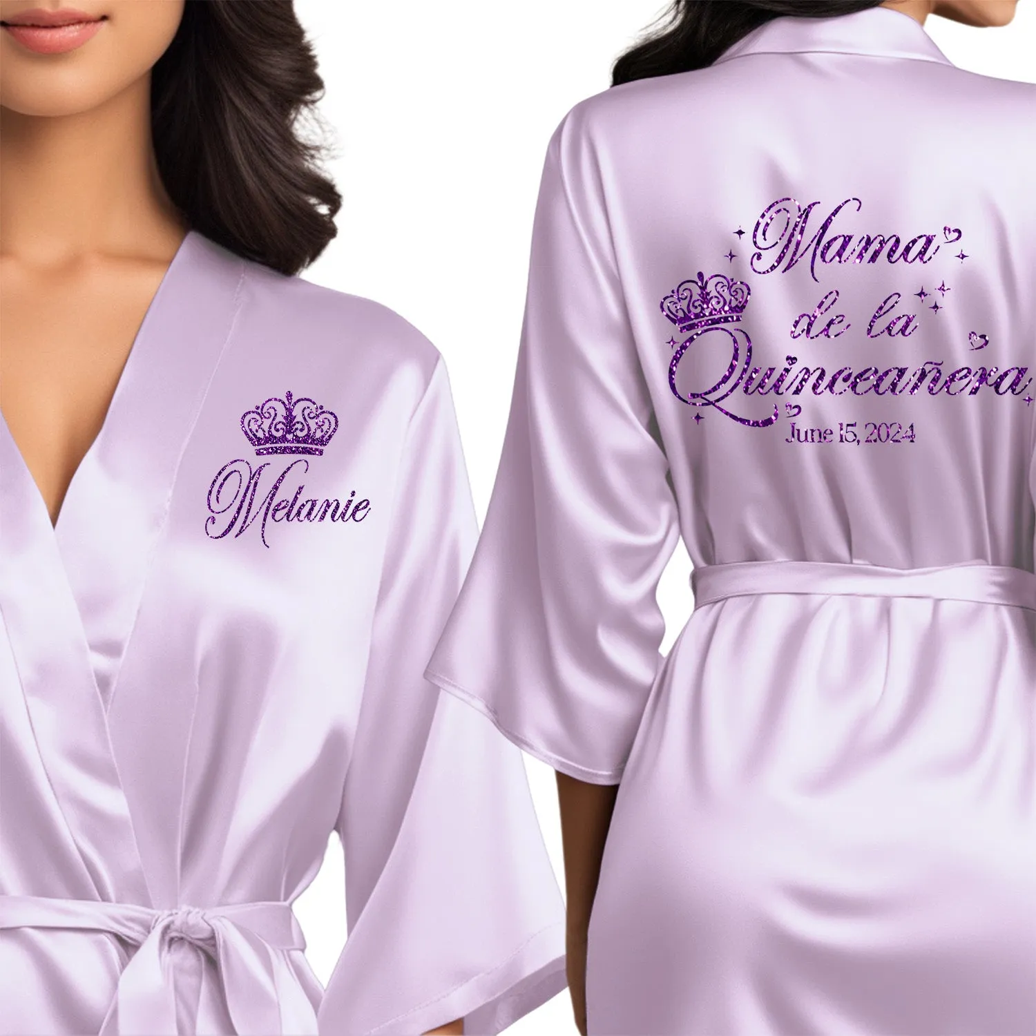 Lilac Mis Quince Años Robes, Pretty Quinceañera Robes, Robes for Mama de Quince | Quinceañera Gift