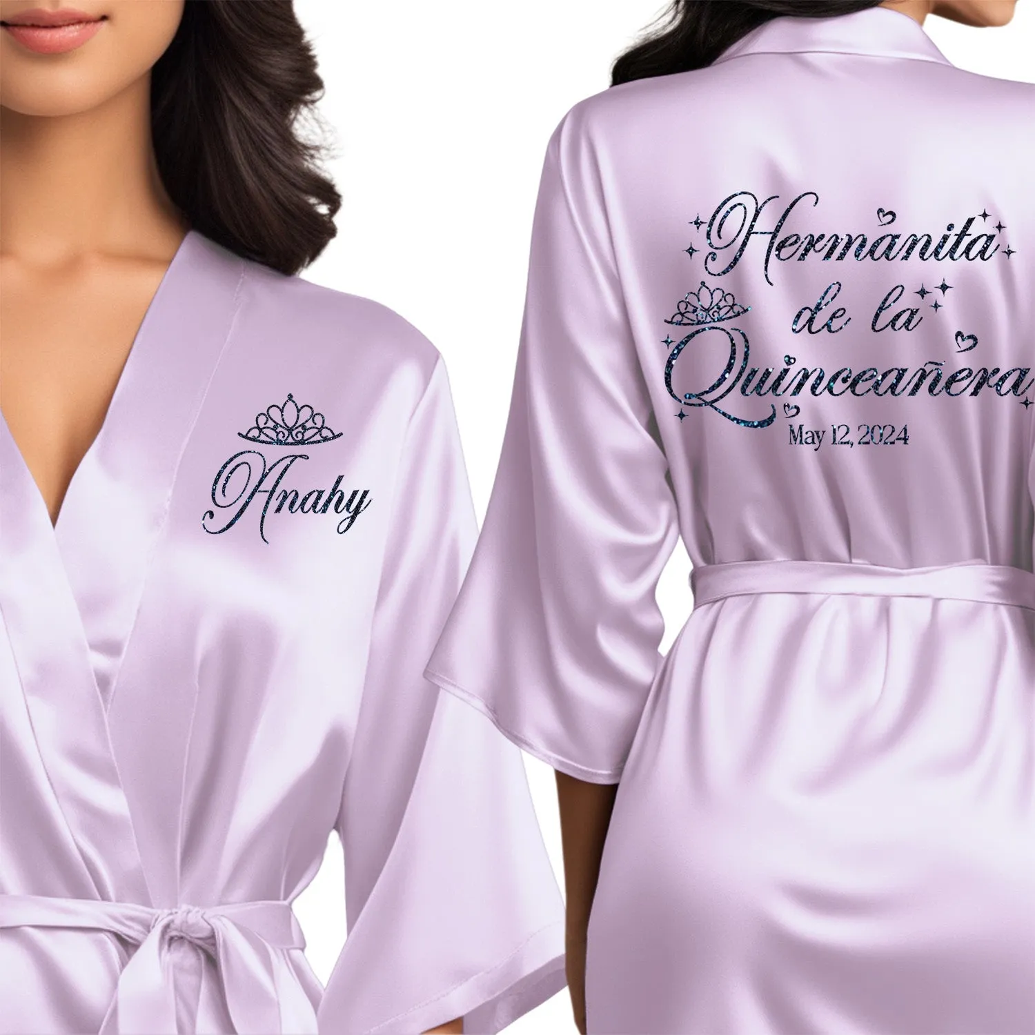 Lilac Mis Quince Años Robes, Pretty Quinceañera Robes, Robes for Mama de Quince | Quinceañera Gift