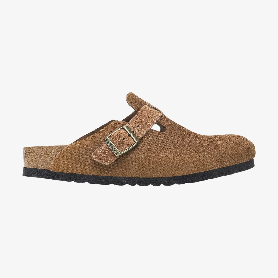 mens birkenstock boston suede embossed (corduroy dark tea)