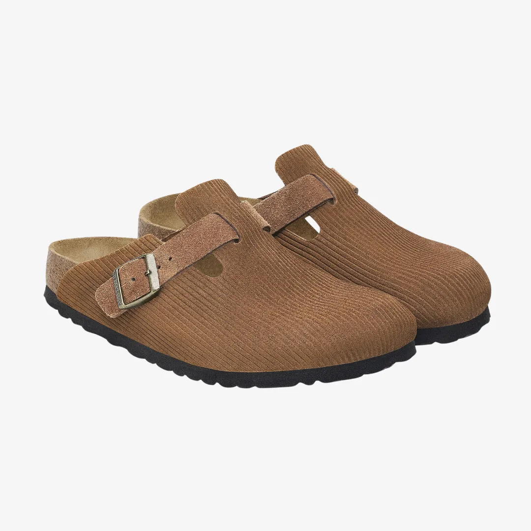 mens birkenstock boston suede embossed (corduroy dark tea)