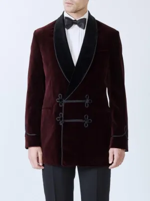 Mens Robes Jacket Burgundy Velvet Blazer Dinner Party Wear Blazer Jacket