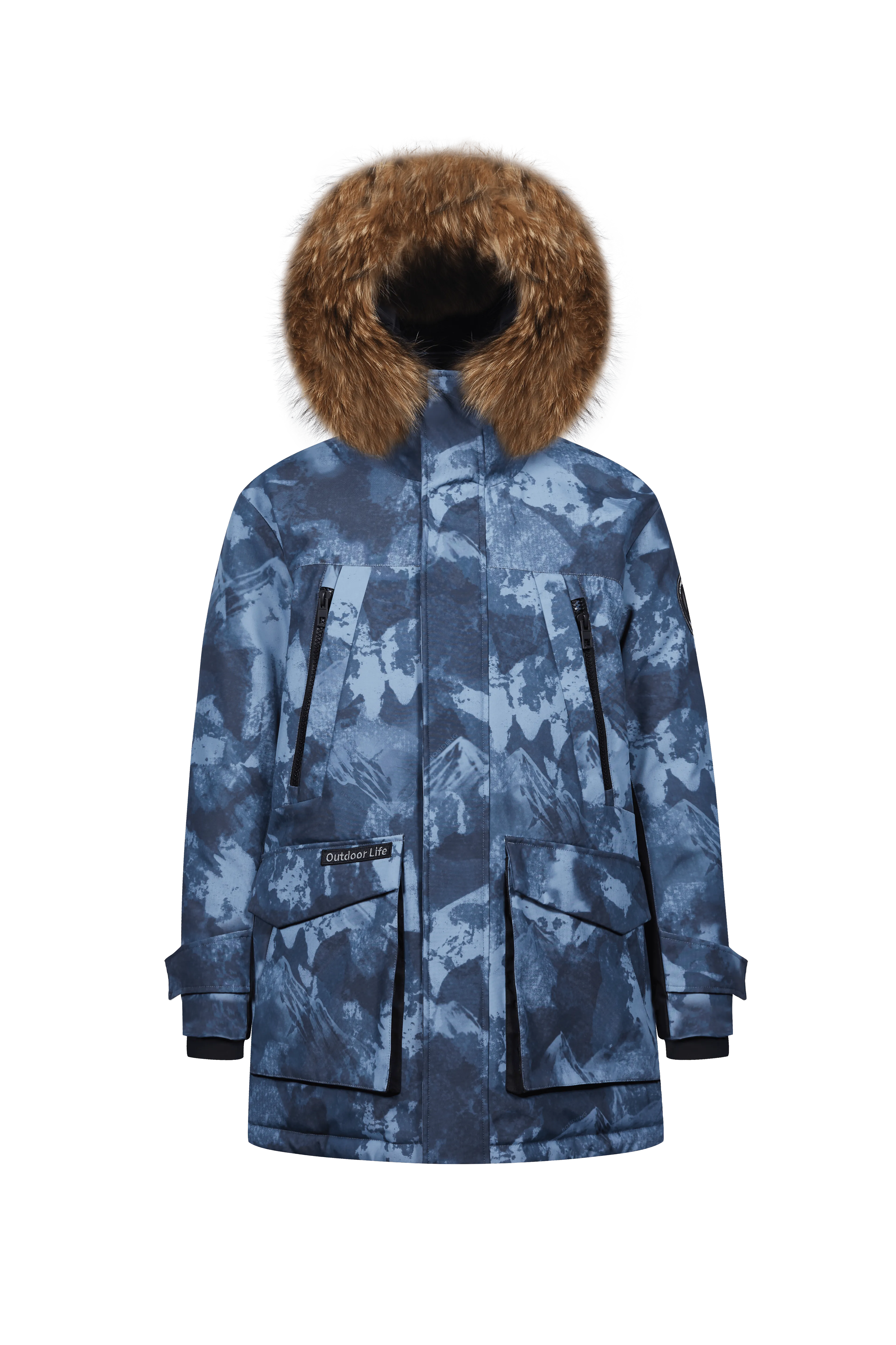 Mid-Length Goose Down Trench With Fur