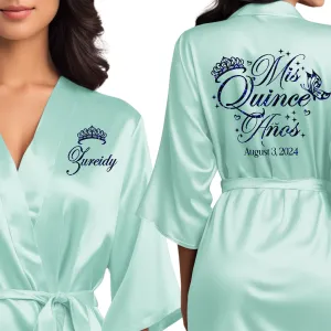 Mint Blue Mis Quince Años Robes, Pretty Quinceañera Robes, Robes for Mama de Quince | Quinceañera Gift