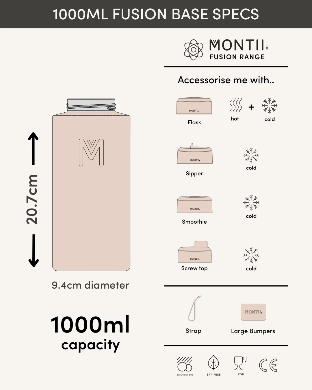 MontiiCo Universal Insulated Base 1L - Cloud