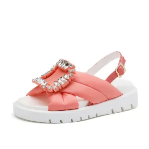 Pre Order:  Diamond Square Buckle Flat Sandals