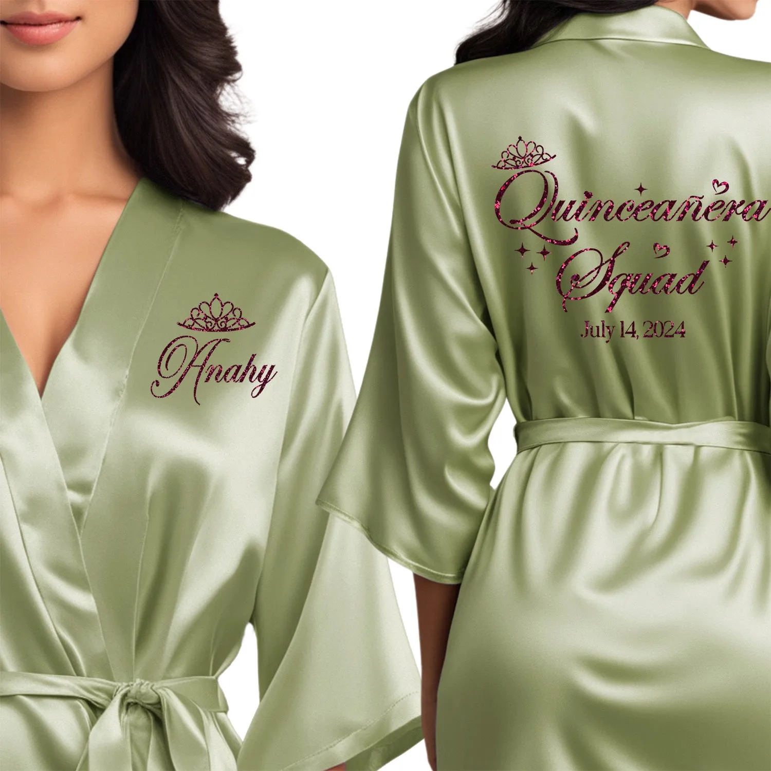 Sage Mis Quince Años Robes, Pretty Quinceañera Robes, Robes for Mama de Quince | Quinceañera Gift