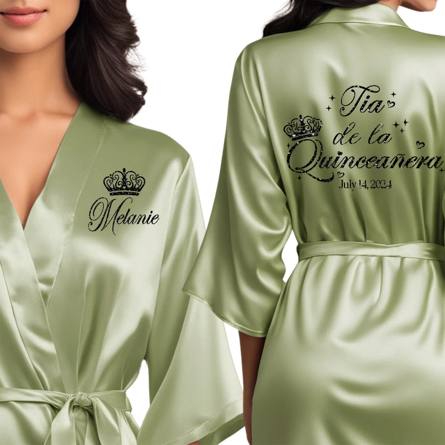 Sage Mis Quince Años Robes, Pretty Quinceañera Robes, Robes for Mama de Quince | Quinceañera Gift