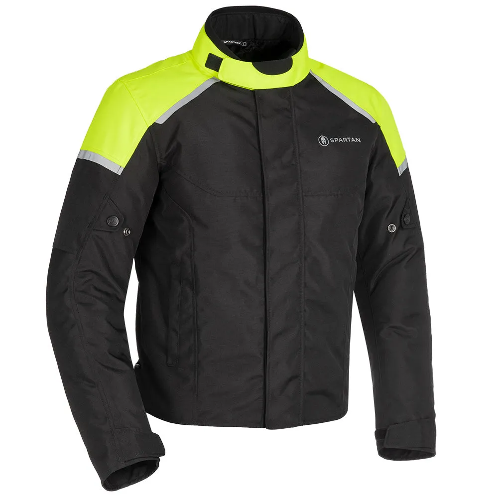 Spartan Short Waterproof Mens Textile Jacket - Black/Fluo