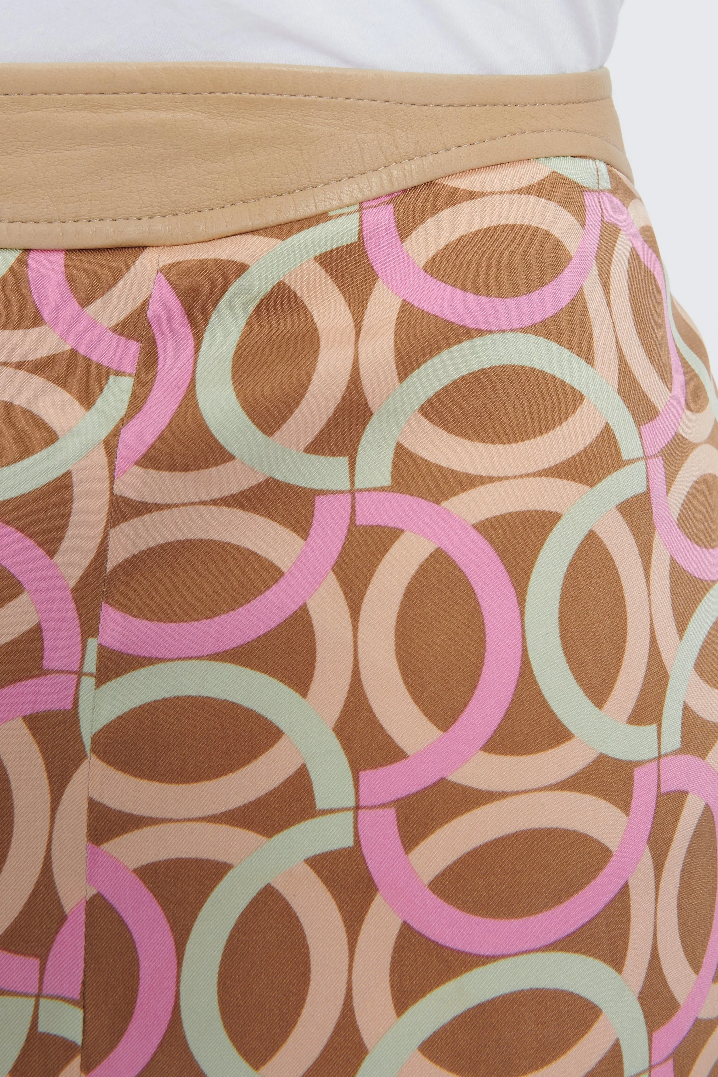 Tan Printed Button Up Mini Skirt