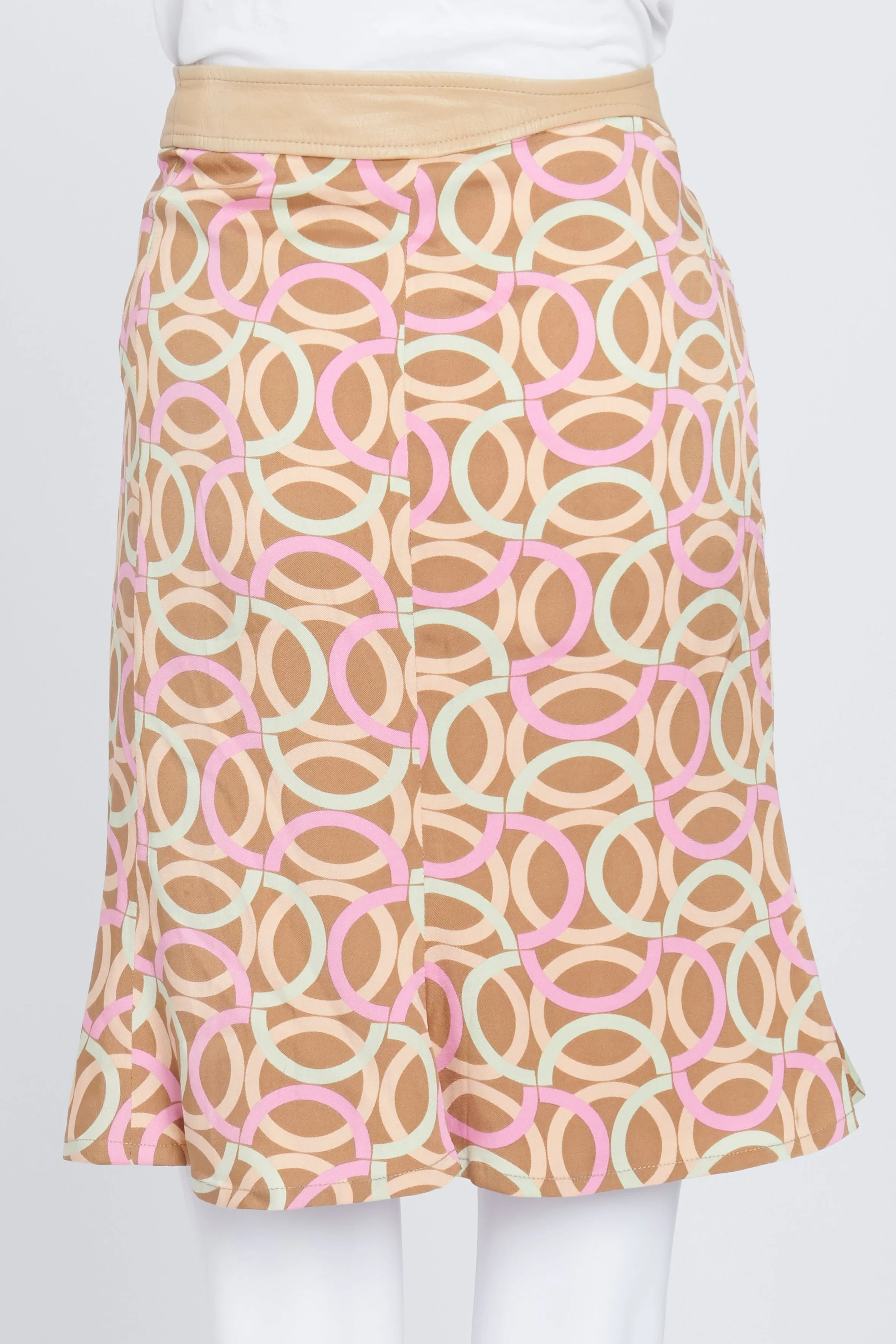 Tan Printed Button Up Mini Skirt