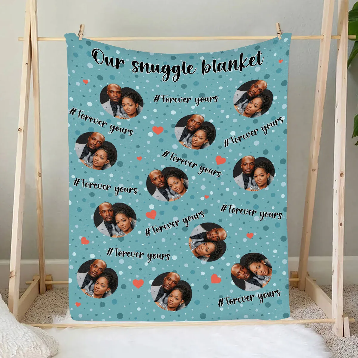 Teesdily | Couple Love Customized Photo Blanket For Valentines Day Our Snuggle Blanket Forever Yours Sherpa Fleece Blanket Couple Anniversary Gifts