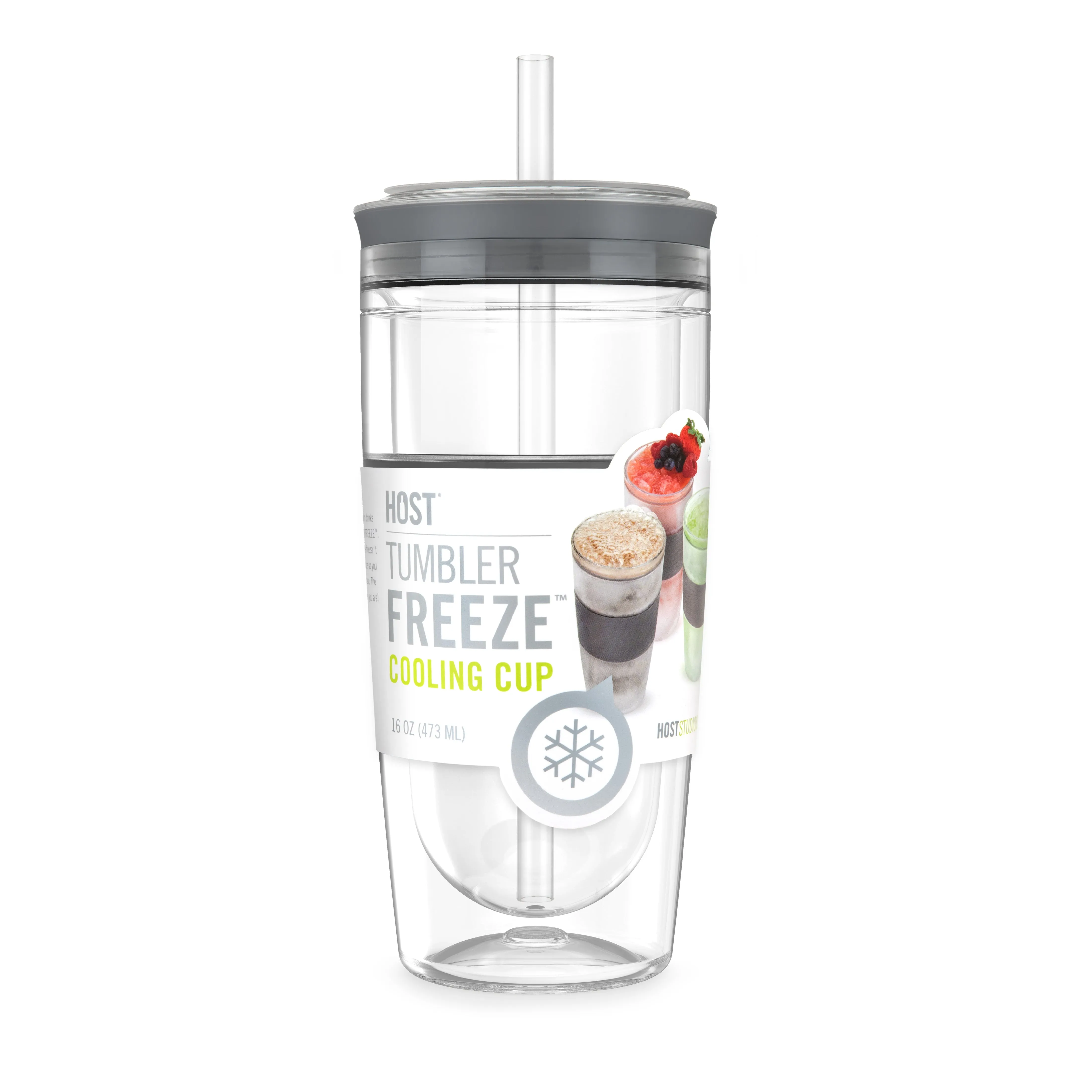 Tumbler FREEZE™ Cooling Cup in Grey with Lid and Straw