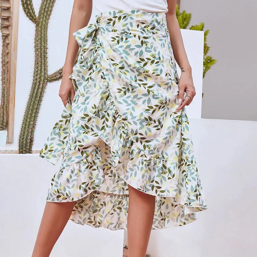 Vintage Floral Print Mid Skirt