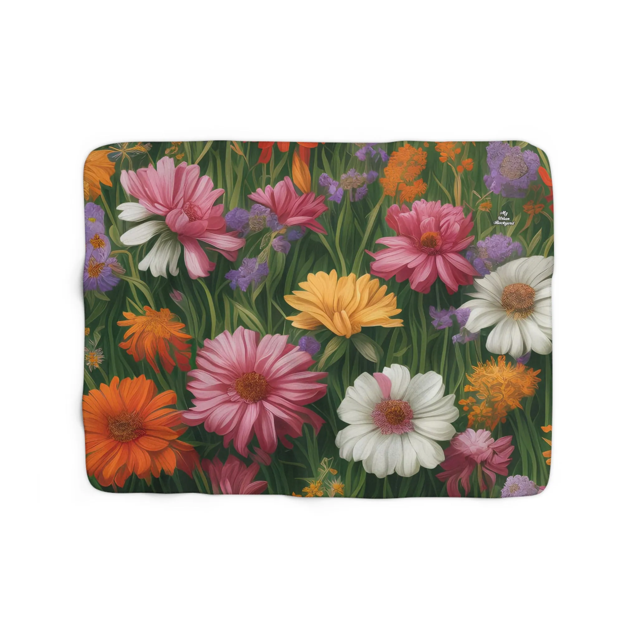 Wildflower Field, Sherpa Fleece Blanket for Cozy Warmth, 50"x60"