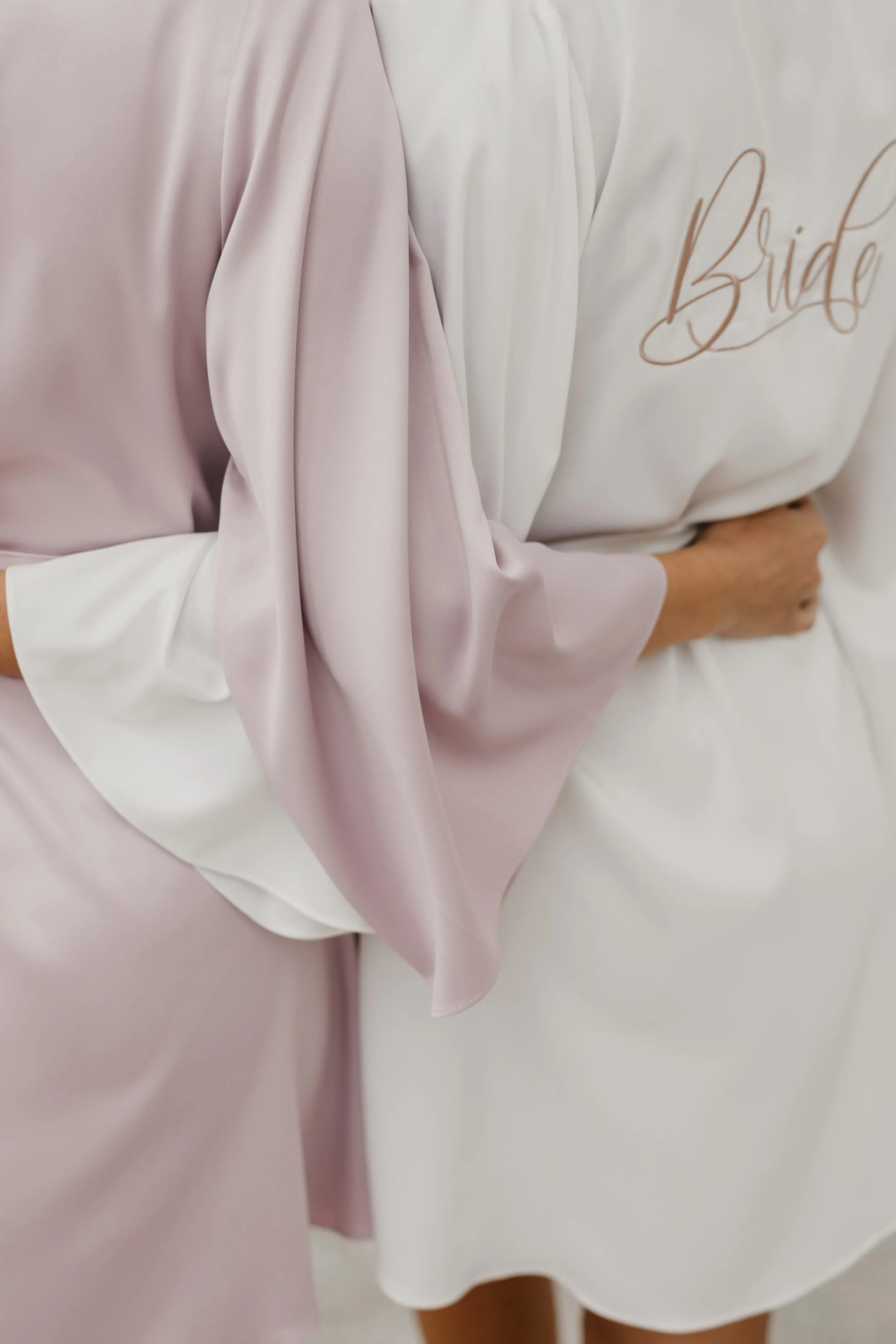 Willow Petal Hem Satin Trim Robe - Pastel Mauve