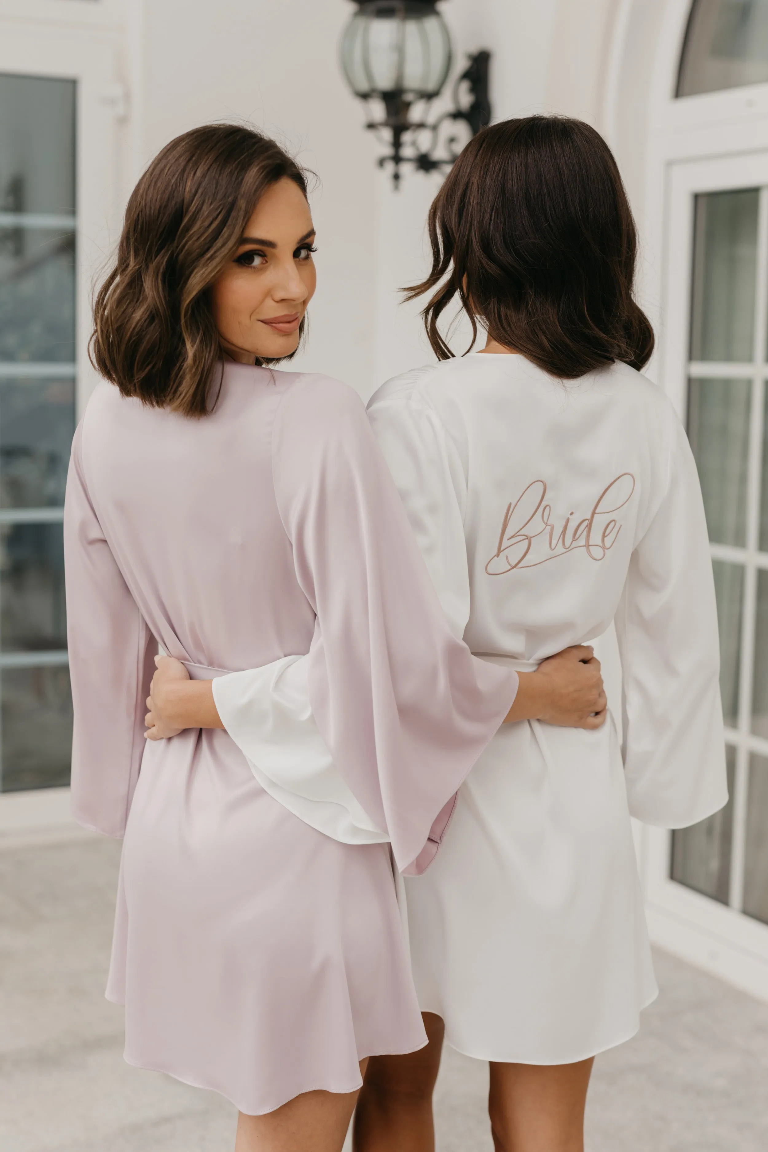 Willow Petal Hem Satin Trim Robe - Pastel Mauve